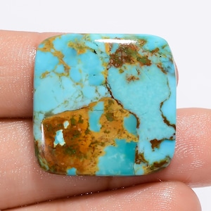 Natuurlijke Kingman-turkoois cabochon, hemelsblauw turkoois kristal, kussenvorm Kingman-turkoois edelsteen, maat 24 x 24 x 5 mm, gewicht: 27 karaat