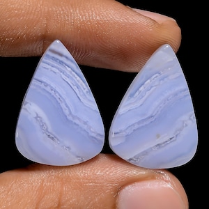 Natürliche Blaue Spitze Achat Birnenform Cabochon Matched Paar Lose Edelstein-Paar für die Herstellung von Ohrringen Gewicht 23 Karat Größe 22X15X4mm