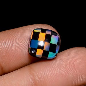 Aurora Opal Checker Cabochon Edelstein Kissen Form Cabochon Loser Edelstein für die Herstellung von Schmuck 4 Ct. 10X10X5mm (Stein wie Abbildung)