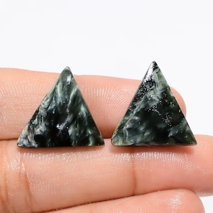 Natürliche Seraphinit Paar Cabochon Grün Seraphinit Matched Paar Edelstein 17X17X4 mm 15 Karat Fancy Form Seraphinit Kristall Ohrring machen