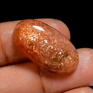 Natuurlijke zonnesteen ovale cabochon losse edelsteen voor het maken van sieraden 17 kt. 24 x 13 x 5 mm (steen als foto)
