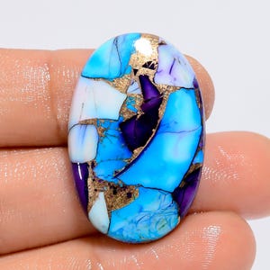 Pietra preziosa cabochon ovale naturale turchese viola per la creazione di gioielli, 28 carati, 30 x 19 x 4 mm (pietra come da immagine).