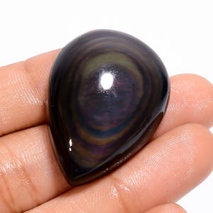 Cabochão de obsidiana natural em formato de pera, pedra preciosa solta para fazer joias, 60 ct, 34x25x10mm (pedra conforme a imagem)