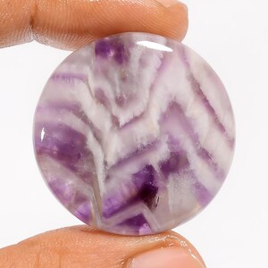 Natuurlijke chevron amethist ronde vorm cabochon losse edelsteen voor het maken van sieraden 43 kt. 31 x 31 x 5 mm (als afbeelding)