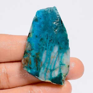 Natürliche Chrysokoll Phantasie Form Roh Scheibe Lose Edelstein für die Herstellung von Schmuck 61 Ct. 45X28X4 mm (Scheibe wie Abbildung