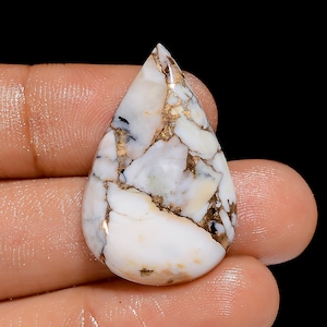 Witte buffelkoper turkoois peervorm cabochon losse edelsteen voor het maken van sieraden 23 kt 31 x 20 x 5 mm (steen als foto)
