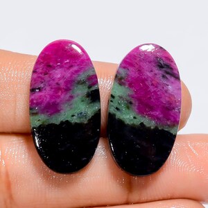 Paire de pierres précieuses en vrac en forme de poire, rubis zoisite et rubis naturel, 37 carats 29X13X3 mm (paire de zoisite rubis comme sur la photo)
