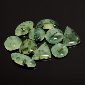 Cabochon en préhnite naturelle en vrac de 10 pierres précieuses en vrac pour la fabrication de bijoux, 155 carats 15 x 15 25 x 9 mm (prehnite comme photo