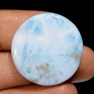 Natürlicher Larimar Edelstein Kreisform Larimar Crystal Sky Pectolite Stein 25X25X4 mm 30 Karat Larimar Stein