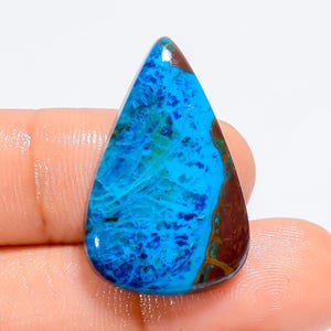 Crisocolla naturale a forma di pera Cabochon Pietra preziosa sciolta per la creazione di gioielli 20 carati. 27X17X4 mm (pietra come da foto)