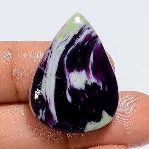 Pietra preziosa sciolta a forma di pera di kammerite naturale, cabochon, per la creazione di gioielli, 28 carati, 31 x 24 x 3 mm (pietra come da foto)
