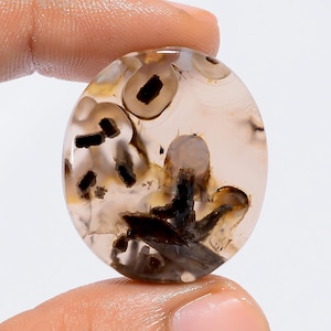 Agate naturelle en forme de bâton, cabochon de forme ovale, pierre précieuse en vrac pour la fabrication de bijoux, 40 carats. 29 x 25 x 4 mm (pierre comme sur la photo)
