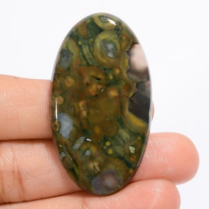 Cabochon de rhyolite naturelle, forme ovale, rhyolite en vrac, pierre précieuse, taille du cristal de rhyolite : 45 x 25 x 5 mm, poids, pierre de rhyolite de 50 carats