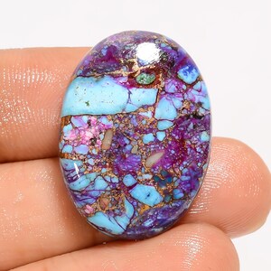 Natürliche Lila Mohave Kupfer Türkis Oval Form Cabochon Lose Edelstein für die Herstellung von Schmuck 28 Ct 27X19X6mm (Stein wie Abbildung