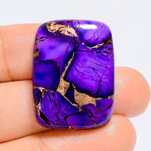 Cabochon di turchese viola naturale di rame, a forma di cabochon, pietra preziosa per la creazione di gioielli, 32 carati, 28 x 21 x 5 mm (pietra come da immagine).