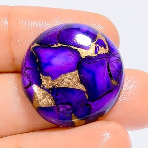 Natürliche Lila Kupfer Türkis Cabochon Runde Form Cabochon Lose Edelstein für die Herstellung von Schmuck 24 Ct 22X22X5mm (Stein als Abbildung)