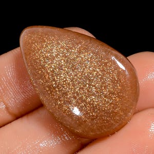 Cabochon pêche naturel en forme de poire, pierre de lune, pierre précieuse en vrac pour la fabrication de bijoux, 28 carats. 29 x 18 x 5 mm (pierre comme sur la photo)