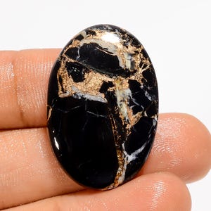 Cabochon ovale in turchese naturale di rame nero, pietra preziosa sfusa per la creazione di gioielli, 27 ct, 30 x 20 x 5 mm (come da foto).