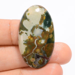 Cabochon de rhyolite naturelle, forme ovale, pierre précieuse de rhyolite en vrac, taille du cristal de rhyolite, 36 x 20 x 5 mm, poids, pierre de rhyolite de 38 carats