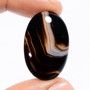 Pietra preziosa di agata nera naturale del Botswana, cabochon di agata del Botswana, pietra preziosa sciolta di forma ovale, cristallo di agata del Botswana, pietra per la creazione di gioielli