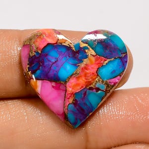 Cabochon a forma di cuore di turchese spinoso naturale, pietra preziosa sfusa per la creazione di gioielli, 16 carati, 21 x 23 x 4 mm (pietra come da foto).