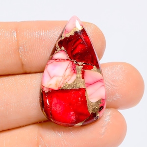 Cabochon di turchese Red Buffalo a forma di pera, pietra preziosa sfusa per la creazione di gioielli, 19 carati, 31 x 18 x 4 mm (pietra come da immagine).