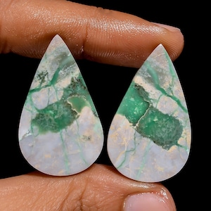 Paire de pierres précieuses en vrac en forme de poire, variscite naturelle, 36 carats 32X19X3 mm (la paire Variscite comme sur la photo)