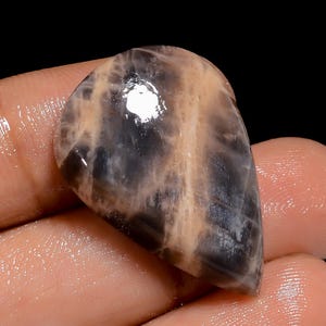 Pietra di luna naturale color cioccolato, a forma di pera, cabochon, sfusa, per la creazione di gioielli, 27 carati, 27 x 18 x 6 mm (pietra come da immagine).
