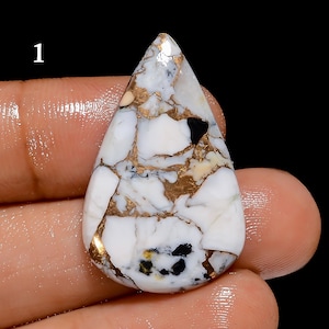 White Buffalo Kupfer Türkis Cabochon, White Buffalo Türkis Edelstein, Schmuckherstellung Stein (Als bild