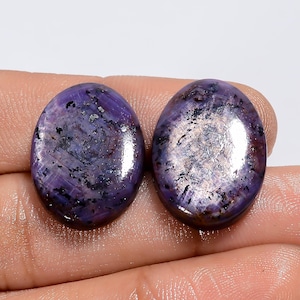 Natürliche Trapiche Lila Saphir Oval Form Cabochon Edelstein-Paar für die Herstellung von Ohrringen 38 Ct. 21X15X4 mm (Paar wie Abbildung)