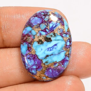 Natürliche Lila Mohave Kupfer Türkis Oval Form Cabochon lose Edelstein für die Herstellung von Schmuck 23 Ct. 25X18X5 mm (Stein wie Abbildung