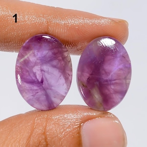 Paire de cabochons d'améthyste trapiche naturelle, paire d'améthyste étoilée, paire de pierres précieuses d'améthyste, cristal d'améthyste pour faire des boucles d'oreilles (la paire comme sur la photo)