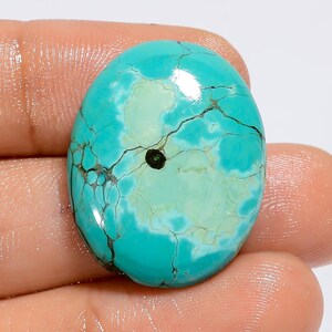 Pietra preziosa cabochon ovale naturale di turchese tibetano per la creazione di gioielli, 20 carati, 25 x 20 x 5 mm (pietra come da foto).