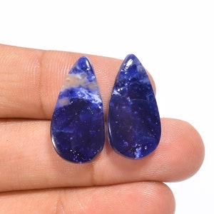 Natur Sodalith Cabochon Blau Paar Stein Sodalith Paar Blau Birne Paar Stein Blau Paar 23X11X4 mm Größe 15 Karat ( Sodalith Paar wie Abbildung