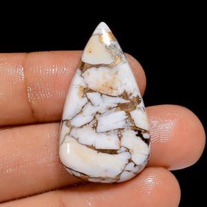 White Buffalo Kupfer Türkis Birne Form Cabochon Lose Edelstein für die Herstellung von Schmuck 29 Ct 33X19X5mm (Stein wie Abbildung)