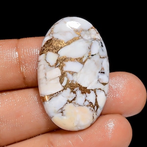 Witte buffelkoper turkoois ovale cabochon losse edelsteen voor het maken van sieraden 28 kt 33 x 21 x 4 mm (steen als foto)