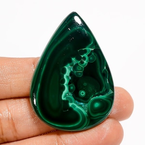 Malachite naturale a forma di pera, pietra preziosa sciolta cabochon per la creazione di gioielli, 94 carati, 44 x 31 x 6 mm (malachite come da foto).