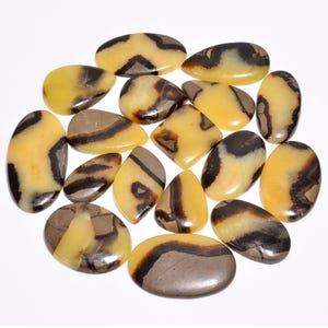Natürliche Septarier Cabochon / Natürliche Septarier Cabochon / Gelber Septarier Kristall, Septianer Edelstein / Schmuckstein machen
