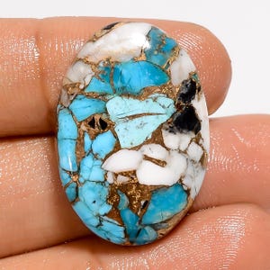Rara pietra preziosa cabochon ovale di bufalo blu sfusa per la creazione di gioielli, 28 carati, 28 x 19 x 5 mm (pietra come da immagine)