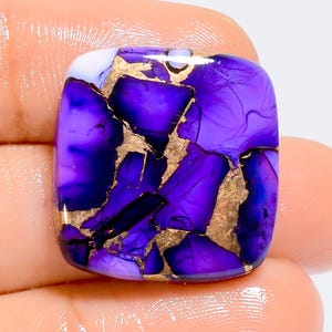Cabochon turchese naturale viola rame a forma di cuscino, pietra preziosa turchese per la creazione di gioielli, 27 ct, 22 x 22 x 5 mm (pietra come da immagine).