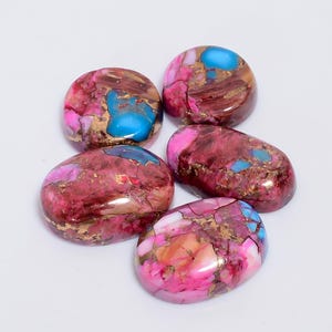 Cabochon di turchese ostrica naturale sciolto, 5 pezzi, lotto per realizzare gioielli, 56 carati, 12 x 12, 17 x 12 mm (pietra come da foto)