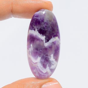 Natuurlijke chevron amethist ovale cabochon losse edelsteen voor het maken van sieraden 41 kt. 39 x 18 x 4 mm (als afbeelding)