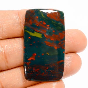 Cabochon naturel en forme de pierre de sang, pierre précieuse en vrac pour la fabrication de bijoux, 40 carats 38 x 22 x 5 mm (pierre comme sur la photo)