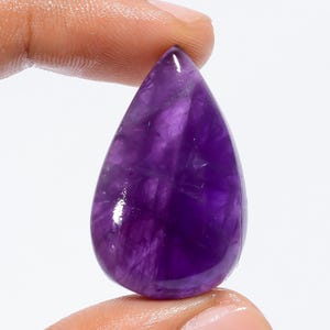 Cabochão de ametista natural, pedra preciosa de ametista solta, cristal de ametista em formato de pêra, pedra de nascimento, tamanho 32X19X8mm, peso 44 quilates, presente para ela