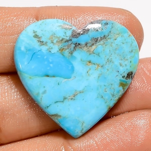 Cabochon a forma di cuore di turchese Kingman naturale, pietra preziosa sciolta per la creazione di gioielli, 24 carati, 26 x 28 x 5 mm (pietra come da immagine)