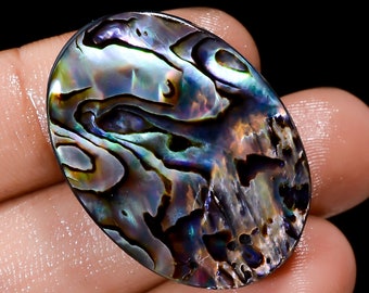 Natural Abalone Shell Gemstone Big Size Abalone Shell Stone Oval Shape Abalone Shell 30X22X7 mm Size 50 Carat Abalone Shell ( as picture