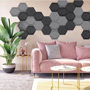 Felt Panels 3D Hexagon Wall | Acoustic panel | Ecological And Soundproofing | 30x30cm | lots of colors | Wall Decor Panel,Bedroom Decoration