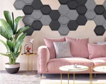 3D Felt Hexagon Wall Panels: Acoustic Soundproofing, Bedroom Decor