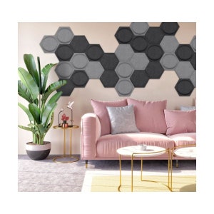 Felt Panels 3D Hexagon Wall | Acoustic panel | Ecological And Soundproofing | 30x30cm | lots of colors | Wall Decor Panel,Bedroom Decoration