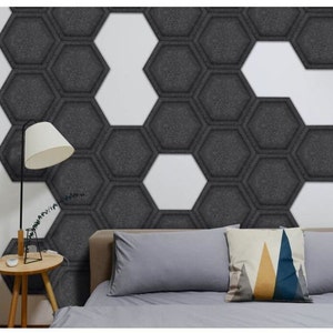 Felt Panels 3D Hexagon Wall| Acoustic panel | Ecological And Soundproofing | 30x30cm | lots of colors | Wall Decor Panel, Bedroom Decoration